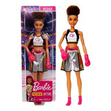 Boneca Barbie Colecionável Morena Com Cabelo Black Power Quero Ser Profissões Atleta Lutadora De Boxe Boxeadora - Mattel Brinquedos