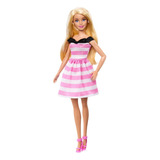 Boneca Barbie Do 65º Aniversário Com Vestido Branco E Rosa