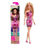 Boneca Barbie Fashion Loira Vestido Rosa Mattel Original 