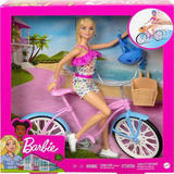Boneca Barbie Loira Bicicleta Capacete Acessórios Original