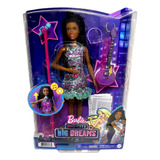 Boneca Barbie Menina Morena Negra Brooklyn Cabelo Com Dreads - Profissão Profissões Quero Ser Cantora - Emite Luz Luzes E Som Sons Música Musical - Acompanha Acessórios Musicais - Mattel Brinquedos