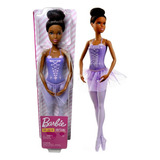 Boneca Barbie Menina Profissões Quero Ser Bailarina Clássica Morena Negra - Roupa Roupinha Lilás - Mattel Brinquedos