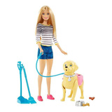 Boneca Barbie Passeio Com Cachorrinho Walk & Potty Pup Dwj68 Mattel