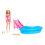 Boneca Barbie Piscina Glam E Acessórios Hrj74 - Mattel