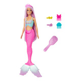 Boneca Barbie Sereia Cabelo Longo Lilás Cauda Rosa Escova E Acessórios Hrr00 Mattel