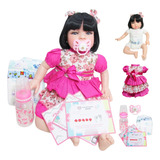 Boneca Bebê Realista Tipo Reborn Com Chupeta 14 Itens