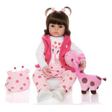 Boneca Bebê Reborn Menina 45cm - Certificado Inmetro - Corpo De Tecido, Vinil Realista, Cabelos Naturais, Certidões, Acessórios Completos, Roupa, Mamadeira, Chupeta, Marca Lorben, Presente Perfeito