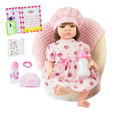 Boneca Bebê Reborn Realista Silicone Vestido Florido