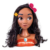 Boneca Busto Da Moana Disney Infantil C/ Acessórios Penteado