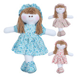 Boneca De Pano 30cm Com Vestido Estampas Sortidas