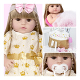 Boneca Estilo Bebê Reborn Baby Alive Princesa Cabelo Loiro