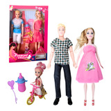 Boneca Grávida E Família Carrinho E Papai Mamãe Filho
