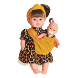Boneca Mamae E Filinha Ayana Articulada Bebê E Acessórios