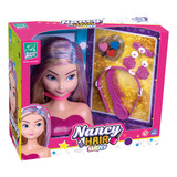 Boneca Nancy Hair Brincar De Cabeleireira Com Maquiagem