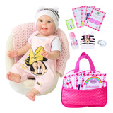 Boneca Reborn Bebê Menina Realista Com Bolsa Maternidade