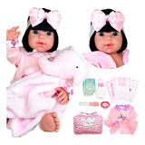 Boneca Reborn Menina Barato 44cm Silicone Acessórios
