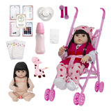 Boneca Tipo Reborn Girafa Princesa Corpo De Vinil Carrinho