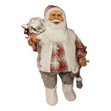 Boneco Grande Papai Noel 80cm - Luxo Branco Com Presente