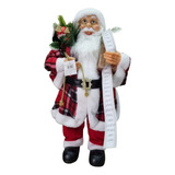Boneco Grande Papai Noel Luxo Decorativo De Natal - 80cm Cor Xadrez Com Presente