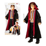 Boneco Harry Potter Original Articulado Varinha E Capa 45cm