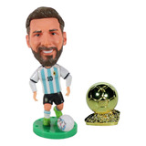 Boneco Miniatura Messi Com Bola De Ouro Seleção