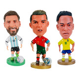 Boneco Miniatura Neymar Cristiano Ronaldo E Messi Seleção