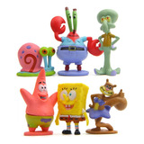Bonecos Bob Esponja Turma Conjunto 06 Unidades Mini 3-6,5cm