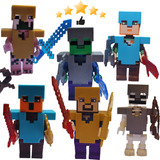 Bonecos Minecraft Cartela 6 Personagens Infantil Armaduras 