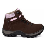 Bota Coturno Feminina Couro Impermeável Adventure Trilha