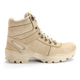 Bota Coturno Militar Couro Nobuk Areia Cano Curto 37 Ao 45