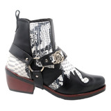 Bota Masculina 100%couro Botina Country Cano Curto Bico Fico