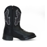 Bota Texana Country Boiadeira Infantil Bordada Em Couro