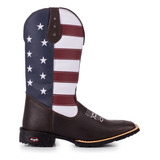 Bota Texana Masculina Country Couro Legítimo Bruta Rustica