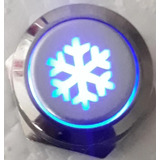 Botão Interruptor Ar Condic Universal 12/24v Metal Led Azul 