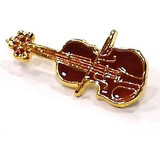Bótom Pim Broche Violino Instrumento Musical Folheado A Ouro