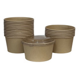 Bowl Pote Fibra De Bambu Biodegradável 500ml Com Tampa- 50un