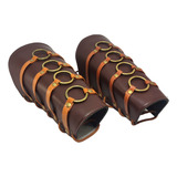 Bracelete Com Argolas Couro Medieval Viking Fantasia