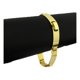 Bracelete Liso 10mm Masculino Banhado A Ouro 18k