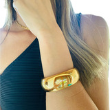 Bracelete Pulseira Dourado Feminino Grosso Luxo