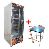 Brasgrill Br64 + Mesa Máquina Assar Frangos 140kg Ou 64 Frangos Profissional 220v