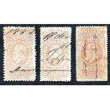 Brasil 1879 Selos Fiscais Dom Pedro 100, 200 E 400 Réis