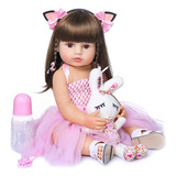 Brastoy Boneca Alice Reborn Bebe Reborn Menina Silicone Realista 55cm