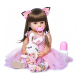Brastoy Boneca Bebê Reborn Princesa Rosa 55cm Ig-520