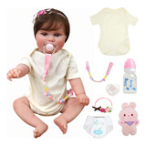 Brastoy Fabrica Boneca Bebê Reborn Silicone Menina Olhos Castanhos 48cm