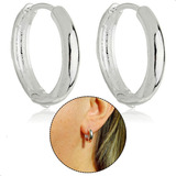 Brinco Argola Oval Liso Banho Prata 925