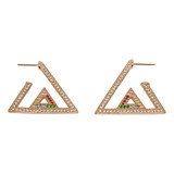 Brinco Argola Triangulo Semijoia Zircônia Folheado Ouro Mimo