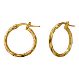 Brinco De Argola Torcida Média Tubo Trava Ouro 18k