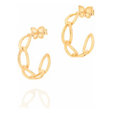 Brinco Meia Argola Rommanel Folheado Ouro Lixado 526440