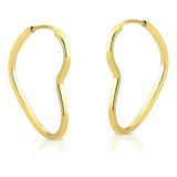 Brinco Ouro 18k 750 Argola Coracao Adulto-infantil 1.5cm Cor Amarelo Aqua Joias