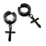 Brinco Par Argola Crucifixo Aço Cirúrgico Garantia